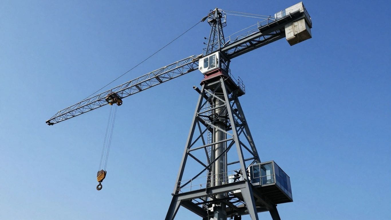 large industrial crane against clear blue sky