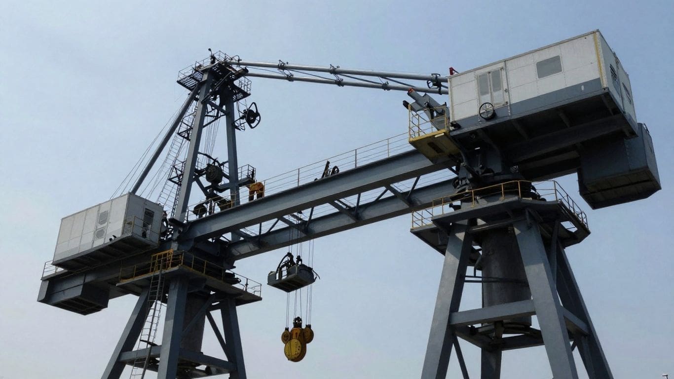 large industrial gantry crane with pulley system