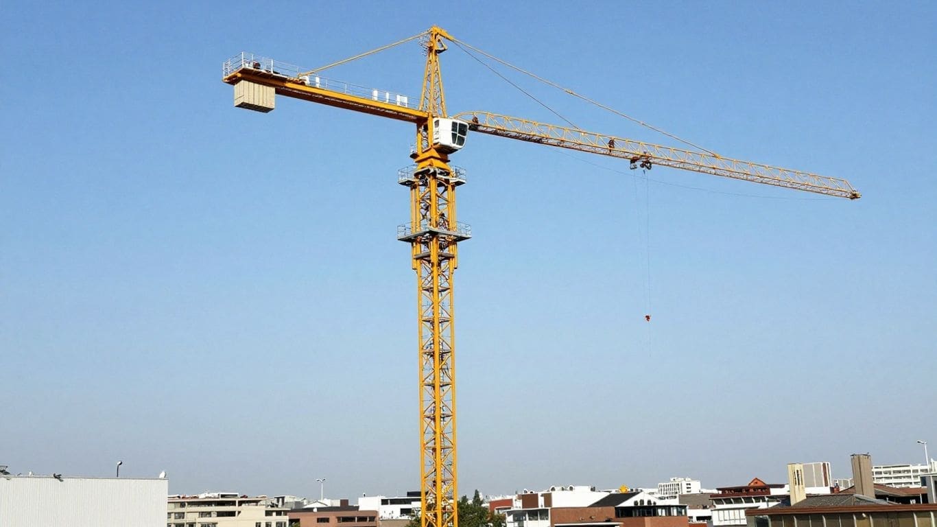 yellow construction crane against clear blue sky