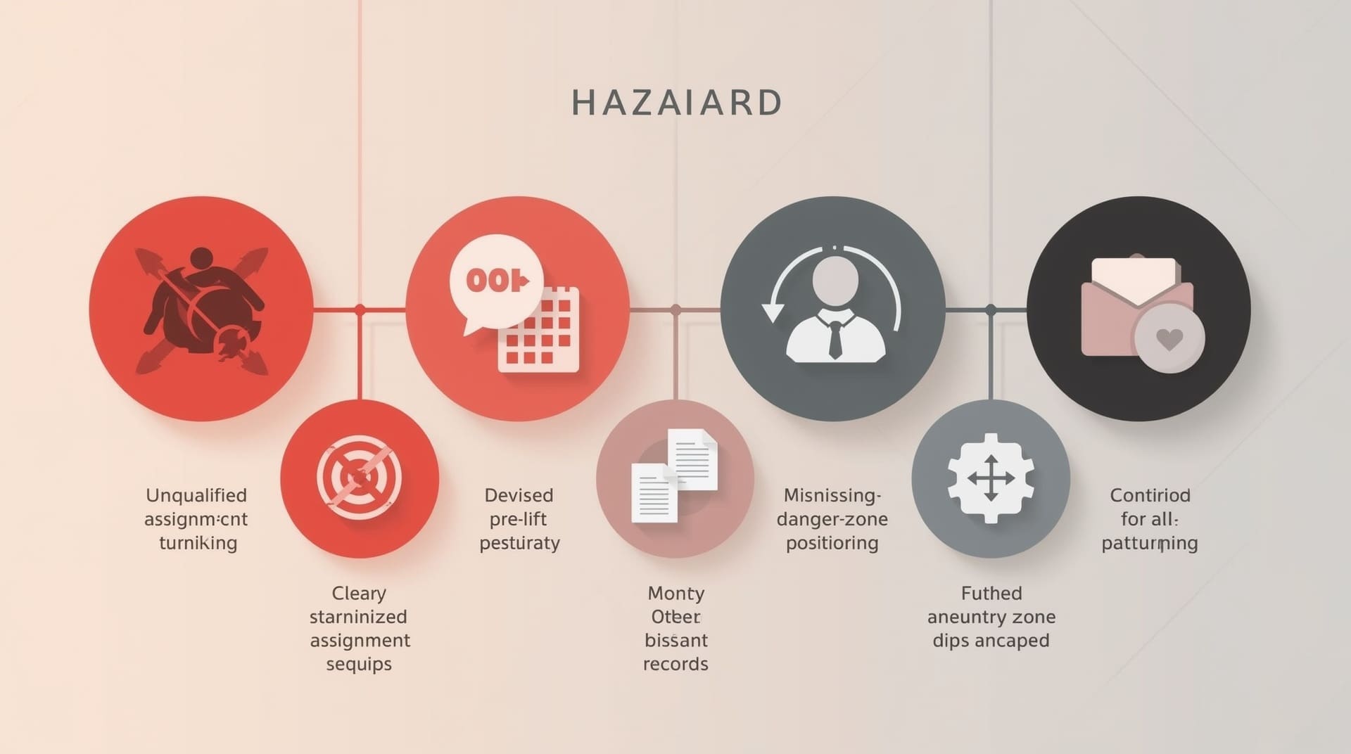 Five common OSHA signal person violations illustrated as sequential warning icons
