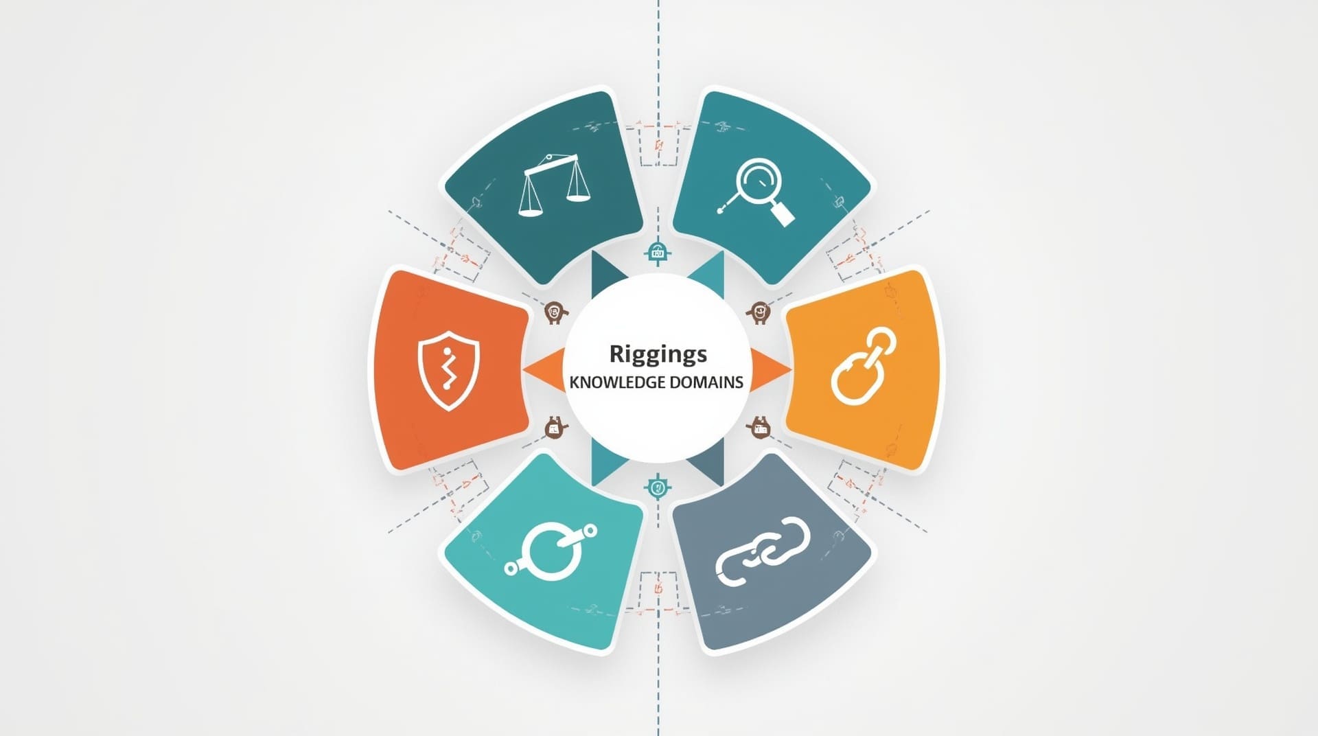 Infographic showing core knowledge areas required for qualified rigger competency