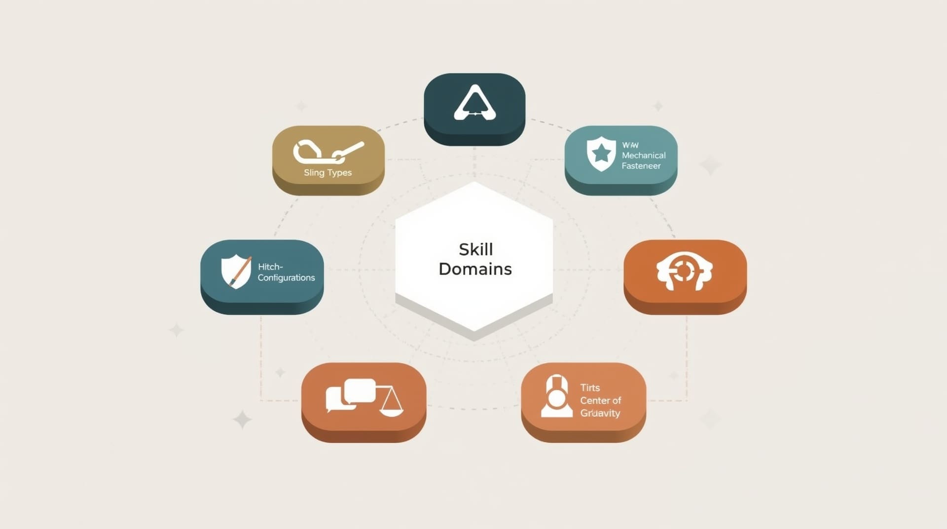 Infographic showing eight core skill areas covered in rigger level i training